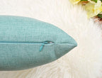 Aiking Home Woven Fine Faux Linen Throw Pillow Cover, Size 12"x18", Aqua