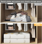 2-Pack Under Bed Storage, 6 Inches Tall Closet Organizers and Storage Bins with Sturdy Sidewalls/Bottom/4 Handles, Beige