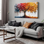 Tree Pictures Wall Art Living Room - Colorful Canvas Wall Art Bedroom Aesthetic - Modern Wall Decoration for Office Size 24" x 48"
