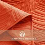 Exclusivo Mezcla King Size Quilt Bedding Set, Lightweight Burnt Orange Quilts King Size for All Seasons, Soft Microfiber Bedspreads Coverlets Bed Cover with Leaf Pattern, 3 Piece