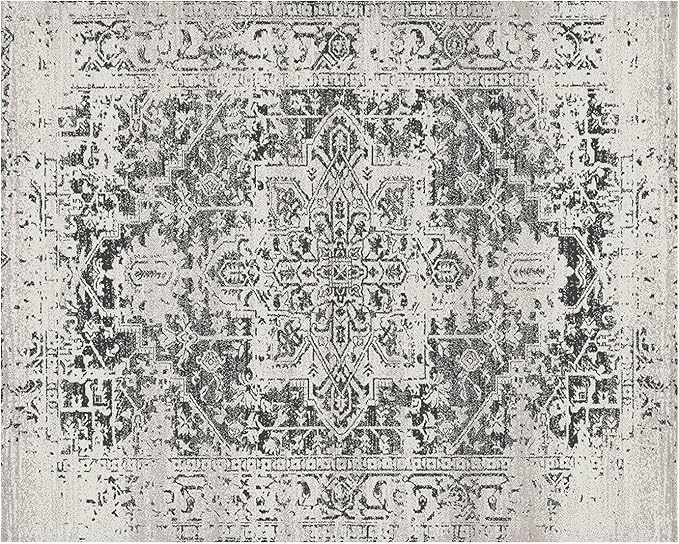 MICRODRY - Area Rug, Low-Profile Design for a Sleek, Bulk-Free Look. Machine Washable, Stain-Resistant, Skid-Resistant Backing, Ideal for Bedroom, Living Room, Kitchen, or Entryway, 8x10', Tara (Grey)