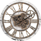 HOIBAI Wall Clock, 24 Inch Moving Gears Clock Large Wall Clock for Living Room Decor Rustic Vintage Industrial Steampunk Farmhouse Big Clock for Home Kitchen Bedroom Office