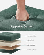SONGMICS Storage Ottoman, Small Ottoman Foot Rest with Legs, 15 x 15 x 15.7 Inches Foot Stool, Load up to 660 lb, for Living Room, Bedroom, Dorm, Retro Green ULSF014C01