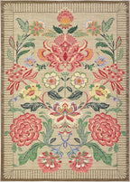 GarveeHome Floral Botanical Washable 8x10 Area Rug for Living Room Soft Camel Taupe Brown Vintage Boho Cottage Large Rugs Low Pile Carpet for Bedroom Dining Nursery Rug