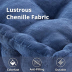 Intelligent Design Large Floor Pillow for Adults Yoga or Meditation Cushion with Handle, Floor Cushion for Board Games, Lustrous Chenille Tufted, Handsewn Scalloped Edge, Azza, 24" x 24" x 5" Navy