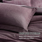 Monbix Queen Comforter Set - 7 Pieces Cationic Dyeing Italian Plum Bed in a Bag Queen Bedding Sets with Comforter, Sheets, Pillowcases & Shams, Reversible Bedding Comforters Sets