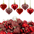 60pcs Valentine's Day Heart Ornaments - Valentine's Mother's Day Heart Baubles Shaped Hanging Ornaments Decoration for Valentine Tree Wedding Anniversary Party (Red)