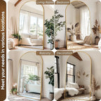 Antok Full Length Mirror, 88"x44" Oversized Floor Mirror Freestanding, Full Body Mirror Floor Standing Mirrors with Stand, Hanging Mounted Mirrors for Living Room Cloakroom,Gold,Arched Style