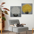 Epicler 24x24 Inch Hand-Painted 3D Yellow Flower Art Oil Painting, Modern Flower Canvas Wall Painting, Contemporary Abstract Canvas Oil Painting Home Wall Decoration