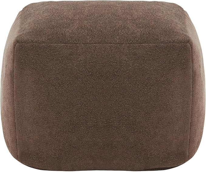 SAFAVIEH Couture Collection Samuels Dark Brown Boucle Pouf Ottoman Foot Rest (Fully Assembled)