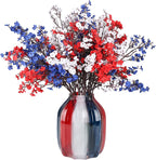 4th of July Red White and Blue Decorations Flowers 12 Bundle Artificial Babys Breath Fake Silk Patriotic Flowers for Independence Day Americana Home Decor Floral Indoor Arrangement Table Centerpieces