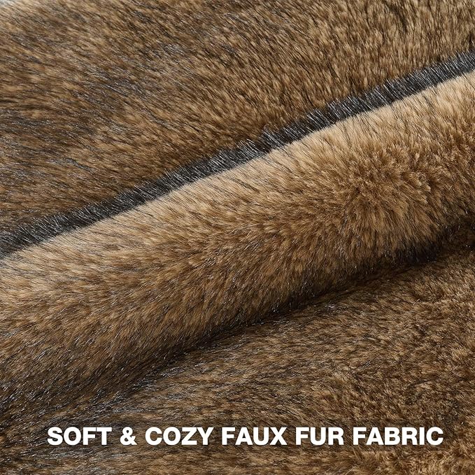 FUTEI Tawny Decorative Throw Pillow Covers 18x18 Inch Set of 2,Soft Faux Raccoon Fur Textured Cushion Case,Modern Home Luxurious Decor for Couch Bed Living Room