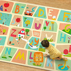 5x7 ABC Alphabet Rug for Preschool Kids – Educational Learning Play Mat for Toddlers, Washable Classroom or Playroom Carpet, Soft & Safe Baby Floor Rug with Fun Letters and Whimsical Art Décor