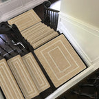 PURE ERA Bullnose Carpet Stair Treads Set Tape Free Non-Slip Indoor Stair Protectors Pet Friendly Rugs 9.5" x 30"(14 Pieces,Khaki Rectangular)