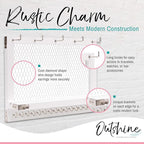 OUTSHINE Large Farmhouse Wall Jewelry Organizer (White) | Wall Organizer For Earrings, Necklace, Bracelet, Hair Accessories | Chicken Wire Earring Holder | For Women, Wife, Mom, Girlfriend