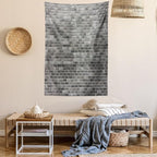 Ambesonne Grey and White Tapestry Queen Size, Modern Brick Wall Tiles Urban Construction Architecture Building Town Art Picture, Wall Hanging Bedspread Bed Cover Wall Decor, 88" X 88", Grey