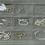 1 Pack Hanging Jewelry Organizer 80-Pocket Dual-sided Jewelry Storage for Earring Necklace Bracelet Ring Travel Holder, Gray