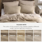 Bedsure Luxury Waffle Duvet Cover Queen Size - Textured Duvet Cover Set, Soft, Breathable Bedding Set (90"x90") with 2 Pillow Shams for All Season, Khaki, Comforter Not Included