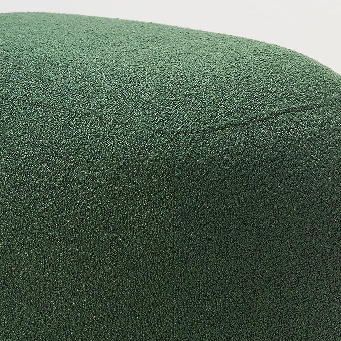 KINWELL Round Boucle Upholstered Ottoman Chair, Footstool with Soft Padded Seat, Fully Assembled Modern Sofa Couch Footrest, Extra Seating for Bedroom Entryway,Green(18.5" D x 23" W x 16.5" H)