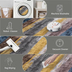 Ciicool 2x6 Washable Runner Rug, Modern Abstract Hallway Rugs Runner, Non-Slip Thin Accent Rug Lightweight Yellow Grey Blue Print Distressed Carpet for Laundry Entryway Bedroom Kitchen Indoor