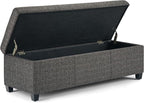 SIMPLIHOME Avalon Storage Ottoman Bench - 48 inch Wide Upholstered Tweed Look Fabric Rectangular Lift-Top Ottoman in Dark Grey, Contemporary Storage Bench for Living Room with High-Density Foam