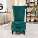 Royal High-Back Velvet Accent Chair for Vanity with Storage and Luxurious Upholstery, Retro Design and Versatile Usage for Living Room, Bedroom, Lounge and Office, Green