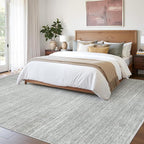 Art&Tuft Washable Rugs 9x12, Low Pile Area Rugs 9x12 Living Room - Non Slip and Stain Resistant Soft Thin Rug for Bedroom, Dining Room, Kitchen, Office, Grey