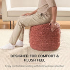 Anji Mountain 100% Handmade & Handcrafted Comfortable Home Décor Pouf Ottoman Footrest for Living Room, Bedroom, Nursery, Kidsroom, Patio Furniture - (22" x 22" x 17" - Terracotta)