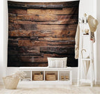 Ambesonne Chocolate Tapestry, Rough Dark Timber Texture Image Rustic Country Theme Hardwood Carpentry, Fabric Wall Hanging Decor for Bedroom Living Room Dorm, 45" X 30", Brown Dark Brown