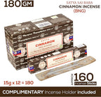 Satya Cinnamon Incense Sticks, Satya Bng (Bangalore) Insenses 15gmx12 Pack with Raajsee Incense Holder Bundle, Satya Nagchampa Natural Incense