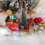 Berfutall-Red Santa Sleigh Christmas Decor for Table Top Holiday Home Decorations Decoration with Rustic Charm (G)