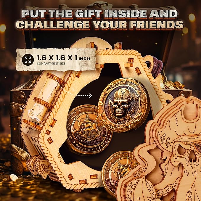 ESC WELT Blackbeard's Compass 3D Escape Room Puzzle Box - Brainteaser Money Box - Wooden Puzzle Game