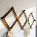 Dseap Expandable Coat Rack (Larger Version) - 24” High, Anti-Slip, Ultra Heavy Duty Wooden Accordian Wall Hanger with 10 Study Peg Hooks for Clothing Hats Jackets Bags, Dark Walnut