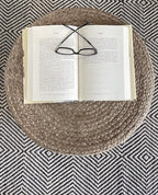 Scandilivin Homes Pouf Ottoman - 100% Natural Jute Braided- Footrest Pouf Hand Knitted - Traditional Cord Boho Pouffe - for The Living Room, Bedroom, Nursery, Patio, Lounge (20" x 20" x 10")