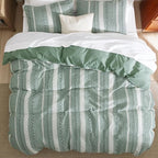 Bedsure Waffle Weave Duvet Cover King - 100% Cotton Boho Duvet Cover with 2 Pillowcases - Green Textured Comforter Cover with Zipper Closure (King, 104"x90")