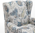 KEIKI Floral Accent Chair for Living Room – Timeless Botanical Style with Carved Wooden Legs, Decorative Upholstered Armchair for Refined Seating