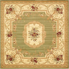 Rugs.com Chateau Collection Rug – 10 Ft Square Green Medium Rug Perfect for Living Rooms, Kitchens, Entryways