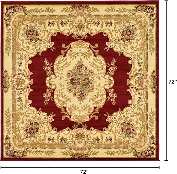 Rugs.com Chateau Collection Rug – 6 Ft Square Light Blue Medium Rug Perfect for Living Rooms, Kitchens, Entryways
