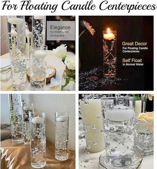 12pcs Pearl String for Wedding Centerpiece, Vase Filler and Decor for Floating Candles - Silver