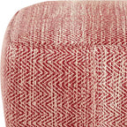 SIMPLIHOME Nate Square Pouf - 20 inch Wide Upholstered Handwoven Cotton Ottoman in Patterned Maroon Melange, Boho Footstool or Extra Seating for Living Room with Artisanal Texture, Assembled