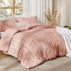 Bedsure Tufted Boho Comforter Set Twin Size - Light Pink Boho Bed Set, GentleSoft™ 2 Pieces Farmhouse Shabby Chic Embroidery Bedding, Gifts for Woman, Soft Jacquard Twin Comforter for All Seasons