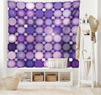 Ambesonne Modern Tapestry, Geometrical Violet Circles Round Disco Inspired Design Work of Art, Fabric Wall Hanging Decor for Bedroom Living Room Dorm, 45" X 30", Baby Pink Purple
