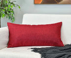 Aiking Home Woven Fine Faux Linen Throw Pillow Cover, Size 12"x24", Burgundy