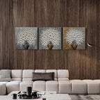 100% Hand-Painted White Flower Art Oil Painting, Modern Home Furnishing Canvas Painting Decoration, 3D Abstract Mural Painting,24x24 inch Frame Wall Art Hanging