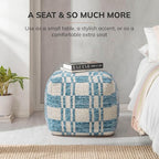 Anji Mountain 100% Handmade & Handcrafted Comfortable Home Décor Pouf Ottoman Footrest for Living Room, Bedroom, Nursery, Kidsroom, Patio Furniture - (20" x 20" x 20" - Blue)