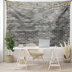 Ambesonne Grey and White Tapestry King Size, Modern Brick Wall Tiles Urban Construction Architecture Building Town Art Picture, Wall Hanging Bedspread Bed Cover Wall Decor, 104" X 88", Grey