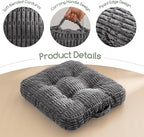 Washable Floor Pillow Cushion for Adults, Meditation Cushion Pillow, Removable Tufted Blended Corduroy Cover, Large Square Floor Sitting for Tatami Living Room or Yoga, 2Pack, Machine Washable