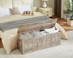 51.2" Storage Chest Extra Large,Storage Bench with 2 Safety Hinges,Shoe Bench,51.2 * 15.7 * 19.1 inches,Wooden Trunk for Bedroom,livingroom,entryway,Supports 220 lb,Easy Assembly(Greige