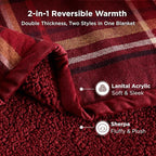 Sophia & William Throw Blanket for Couch Sofa(60x80 Inches) - Reversible Fluffy Soft Blanket, Gifts for Women, Red