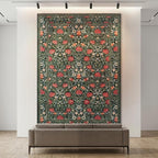 GarveeHome Green Vintage Floral Washable 6x9 Area Rugs for Living Room Boho Botanical Retro Rug Low Pile Stain Resistance Non Slip Carpet for Bedroom Nursery Dining Room